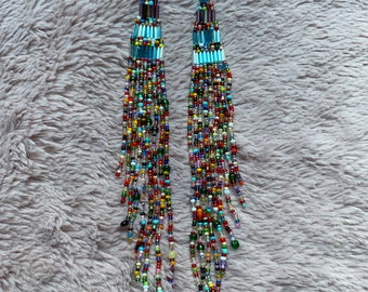 Rainbow Beaded Earrings