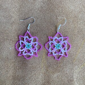 Pink Beaded Flower Earrings