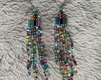Rainbow Beaded Earrings