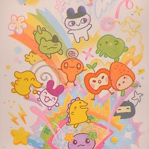Tamagotchi Risograph Postcard Print