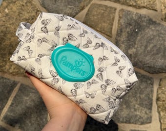 Butterfly Motif Diaper Wipe Bag | with wipe hole for pampers wipes