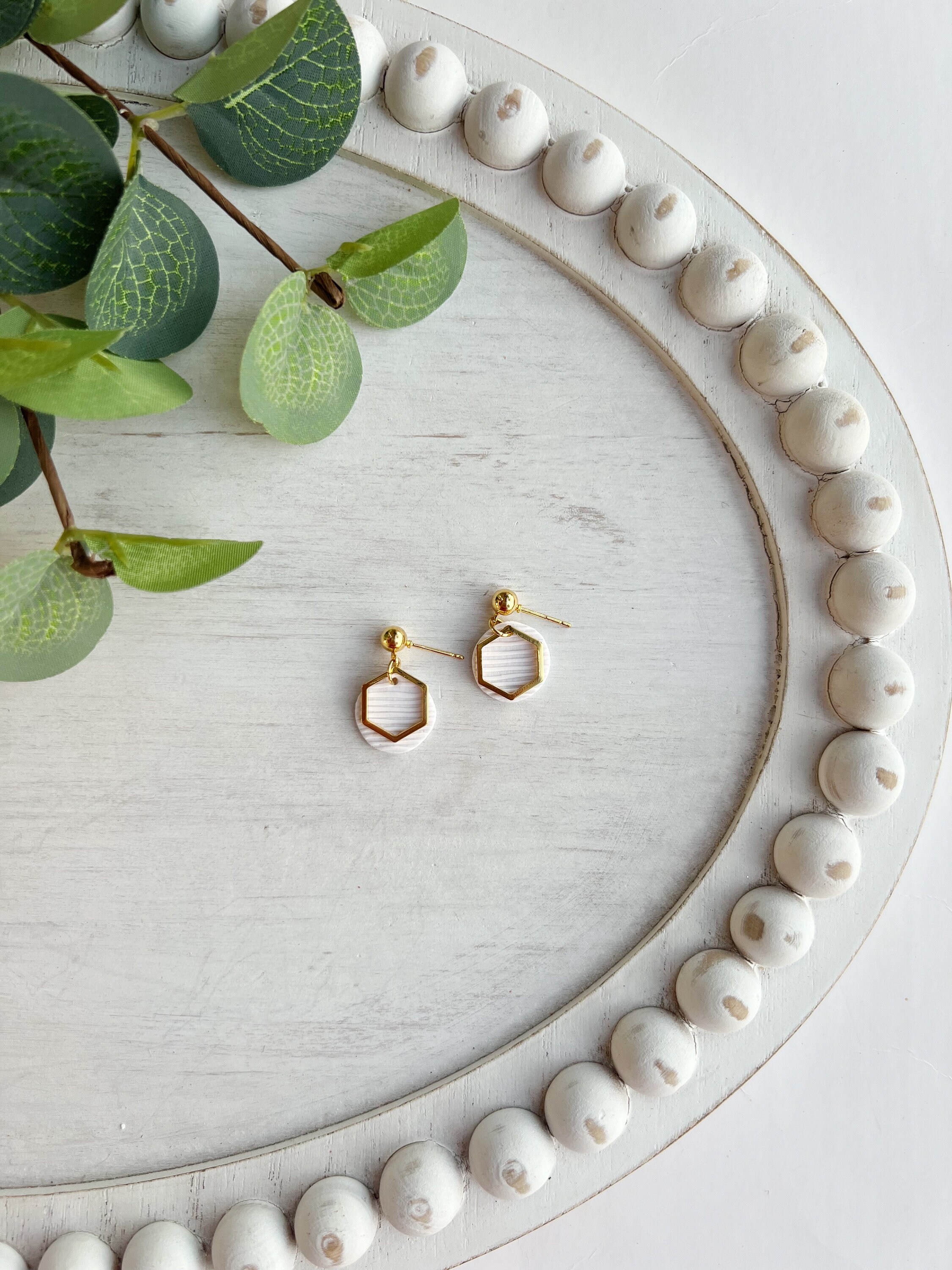 LAYNE | Handmade Clay Earrings | 24k Gold Plated | Polymer Clay | Minimal | Lightweight | Small Earrings | Neutral Earrings | Gifts for her