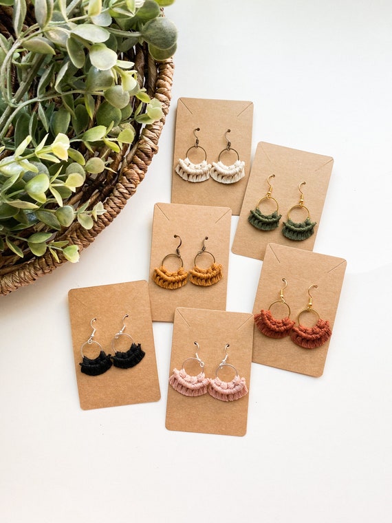 Macrame Hoop Earrings Macrame Earrings Mini Macrame Etsy