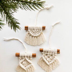 Cinnamon Stick Macrame Ornaments Christmas Ornaments Christmas Gifts Mini Macrame Wall Hanging Car Ornament Car Mirror Charm image 5