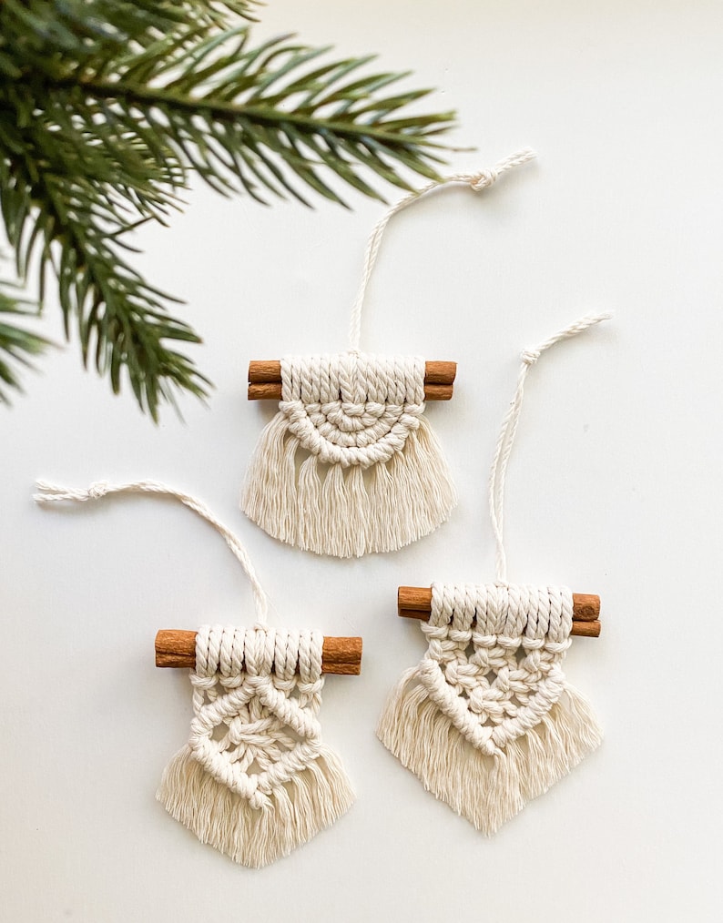 Cinnamon Stick Macrame Ornaments Christmas Ornaments Christmas Gifts Mini Macrame Wall Hanging Car Ornament Car Mirror Charm image 5