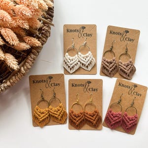 Macrame Fringe Earrings | Macrame Earrings | Macrame Hoop Earrings | Boho Earrings | Gifts for Her | FALL Earrings