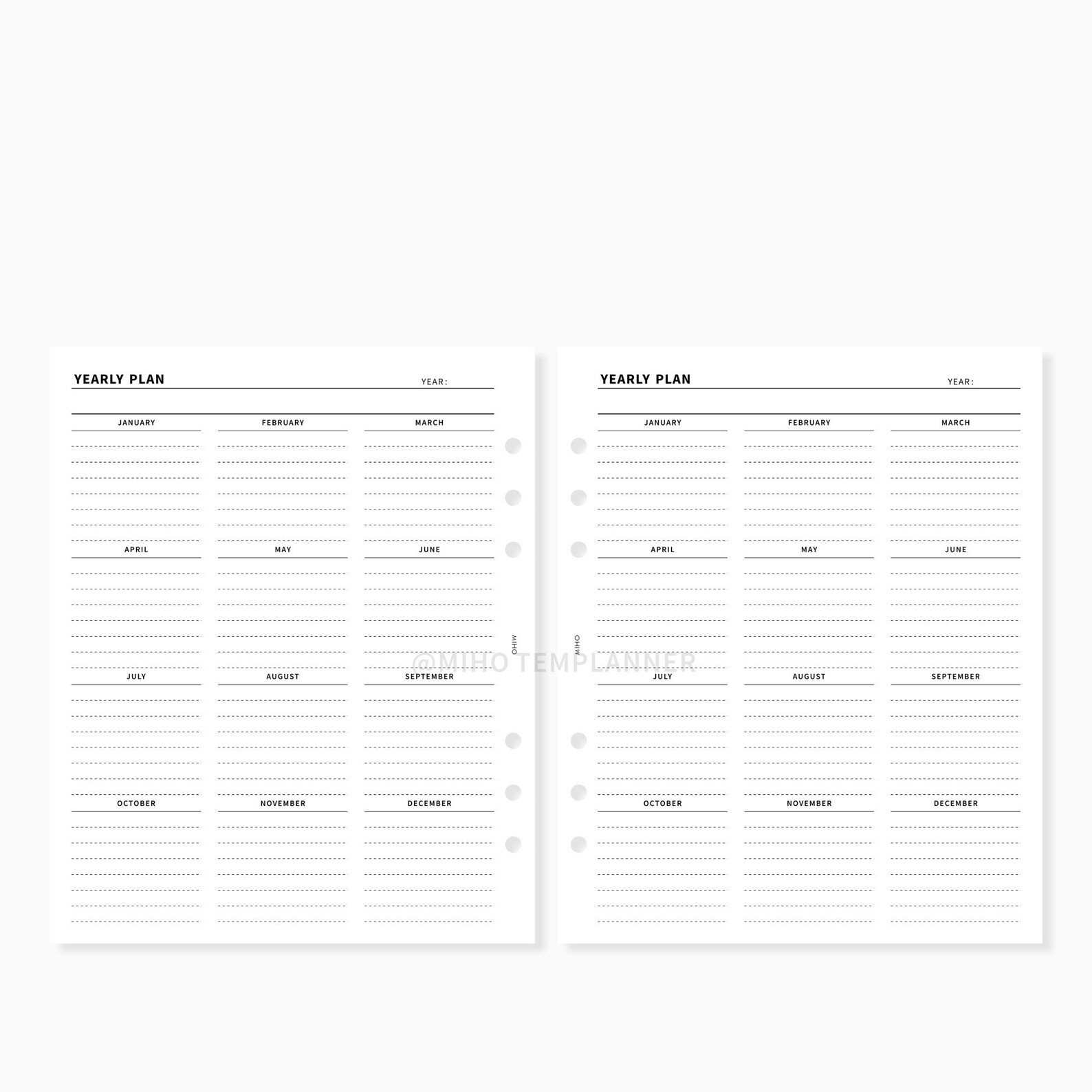 Yearly Goal Plan Printable A5 Wide Planner inserts PDF Etsy