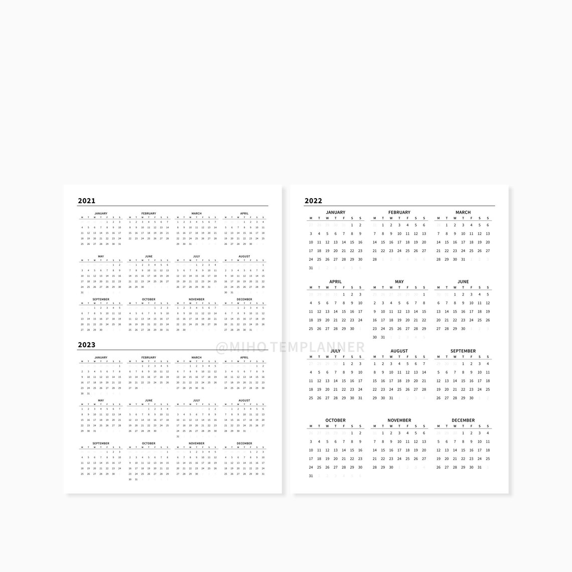 2022 calendar printable yearly overview gillio a4 filofax