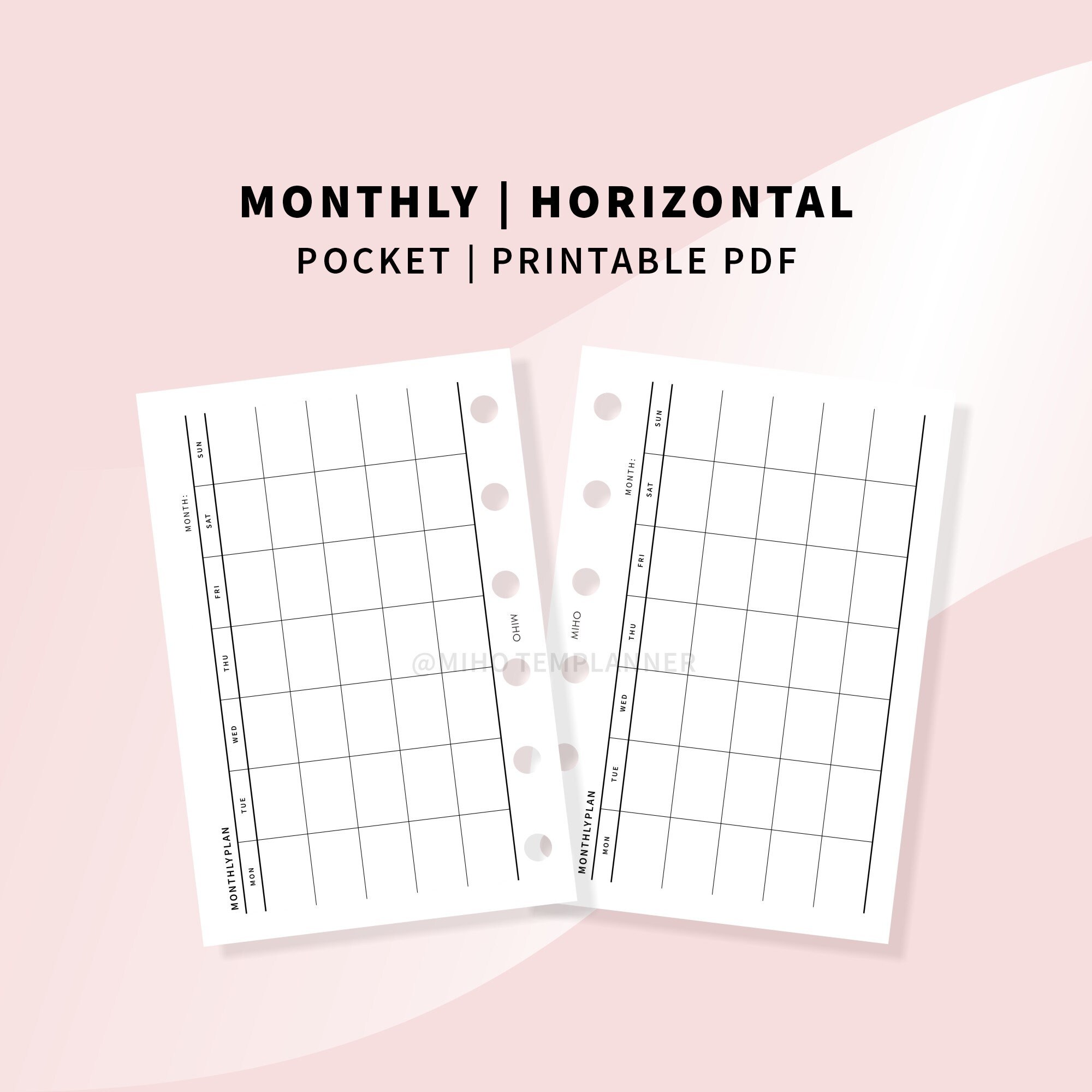 Monthly Planner Templates Pocket size Planner Printable Etsy