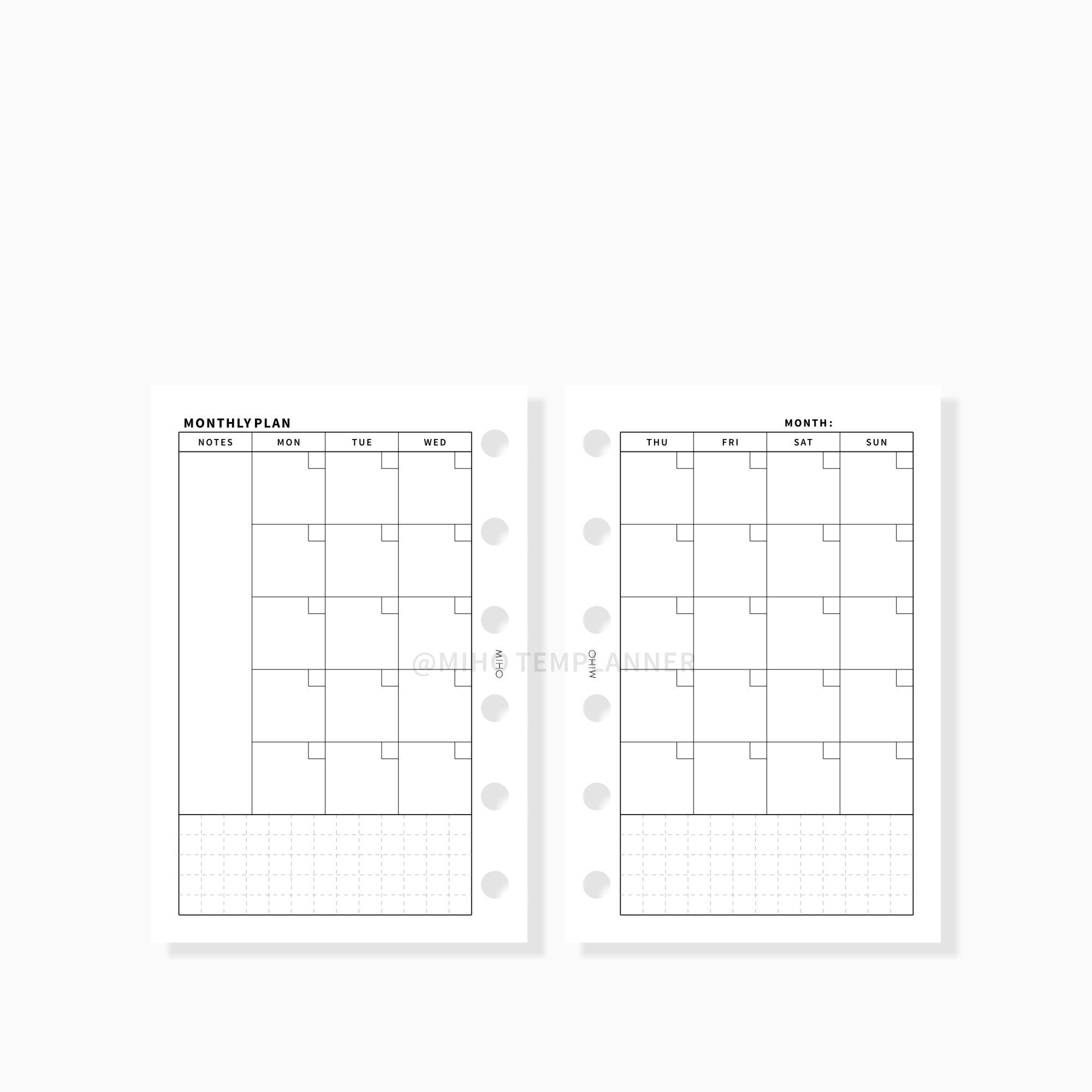 Monthly Planner Printable Pocket Size Inserts PDF47 Etsy
