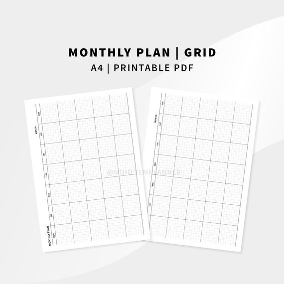 Monthly Planner A4 Printable Planner Inserts Undated Month Etsy