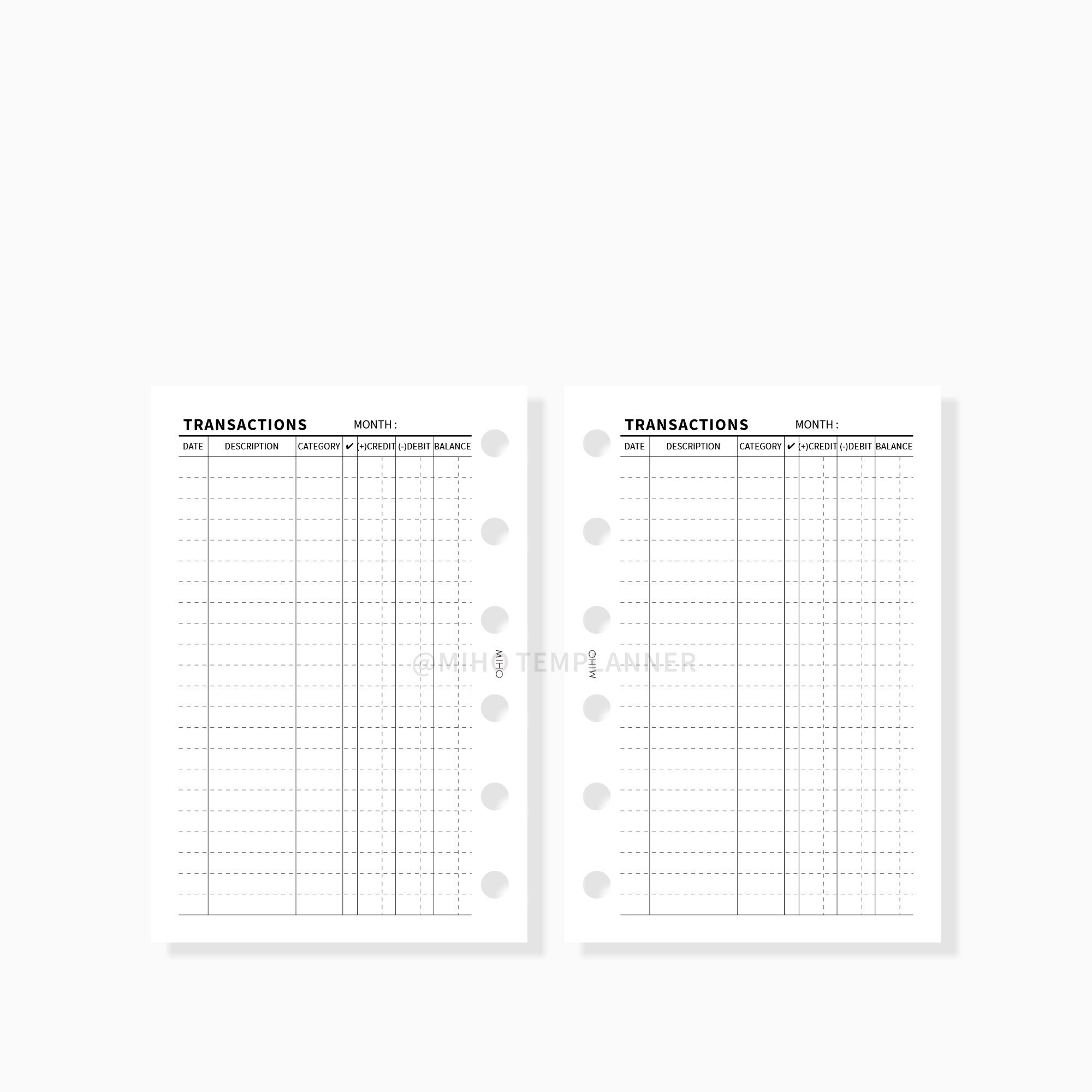 Pocket Expense Transactions Tracker Printable Inserts PDF Etsy