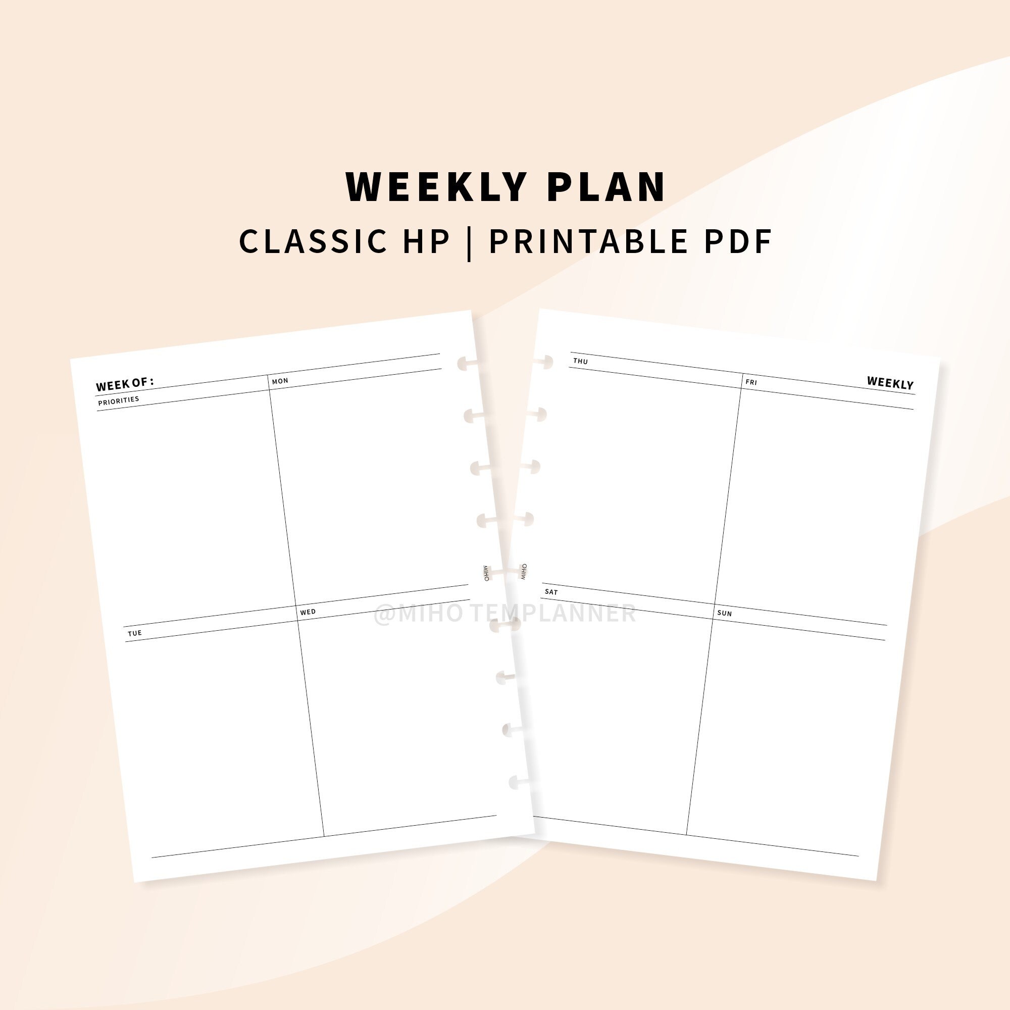 Weekly Planner Printable Classic Happy Planner Minimalist Etsy