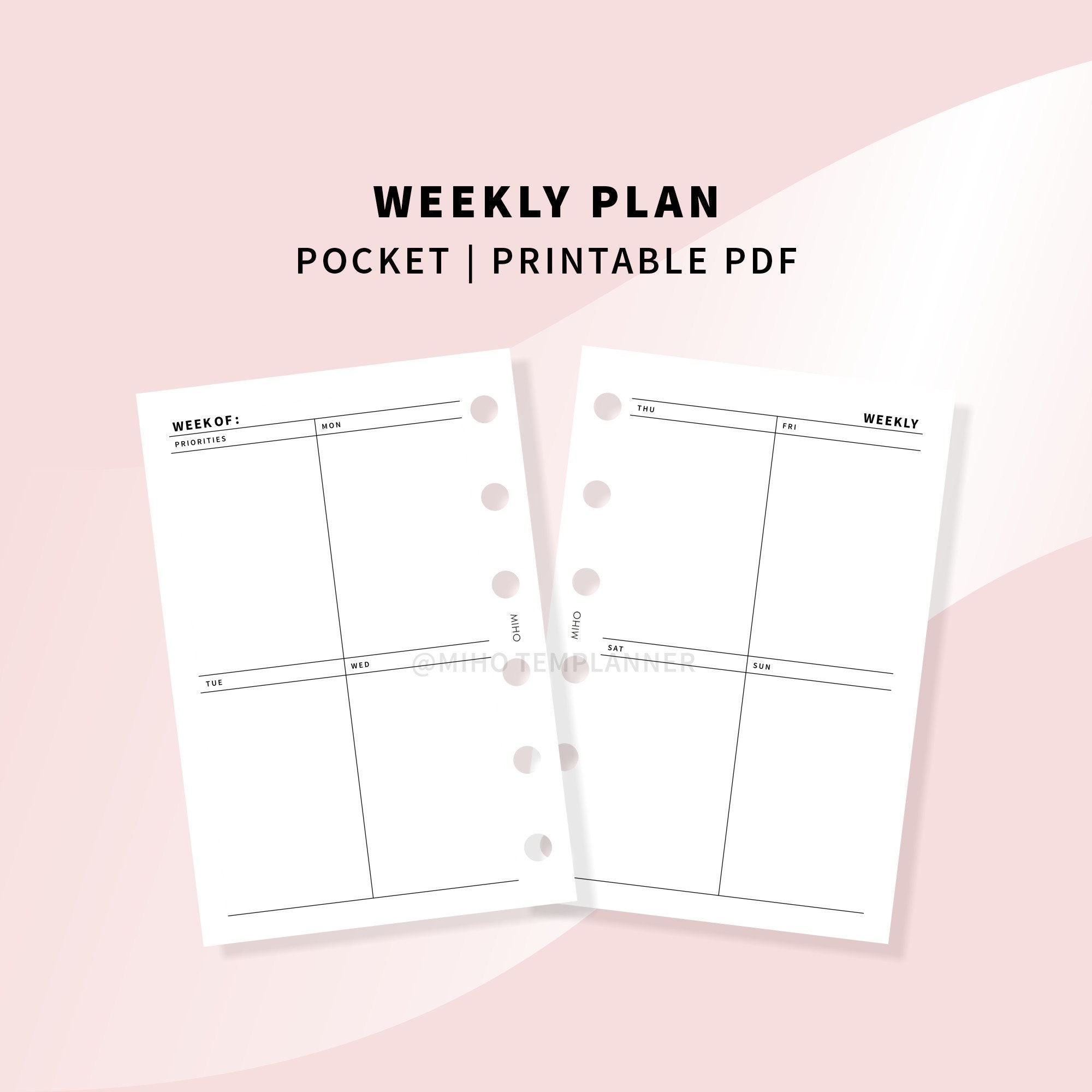 Pocket size Weekly Planner Printable Planner Agenda Etsy