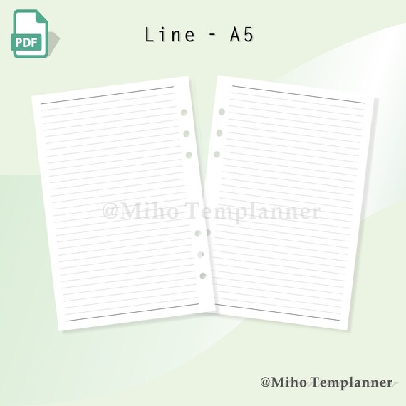 Lined Printable Planner A5 Inserts pdf Templates | Etsy