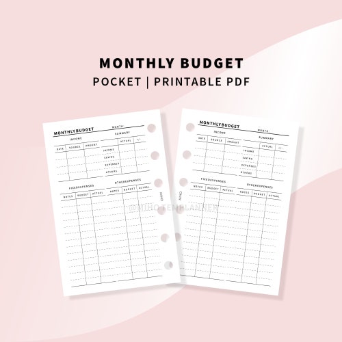 Printable Budget Planner Pocket Size Inserts Bill Organizer Etsy