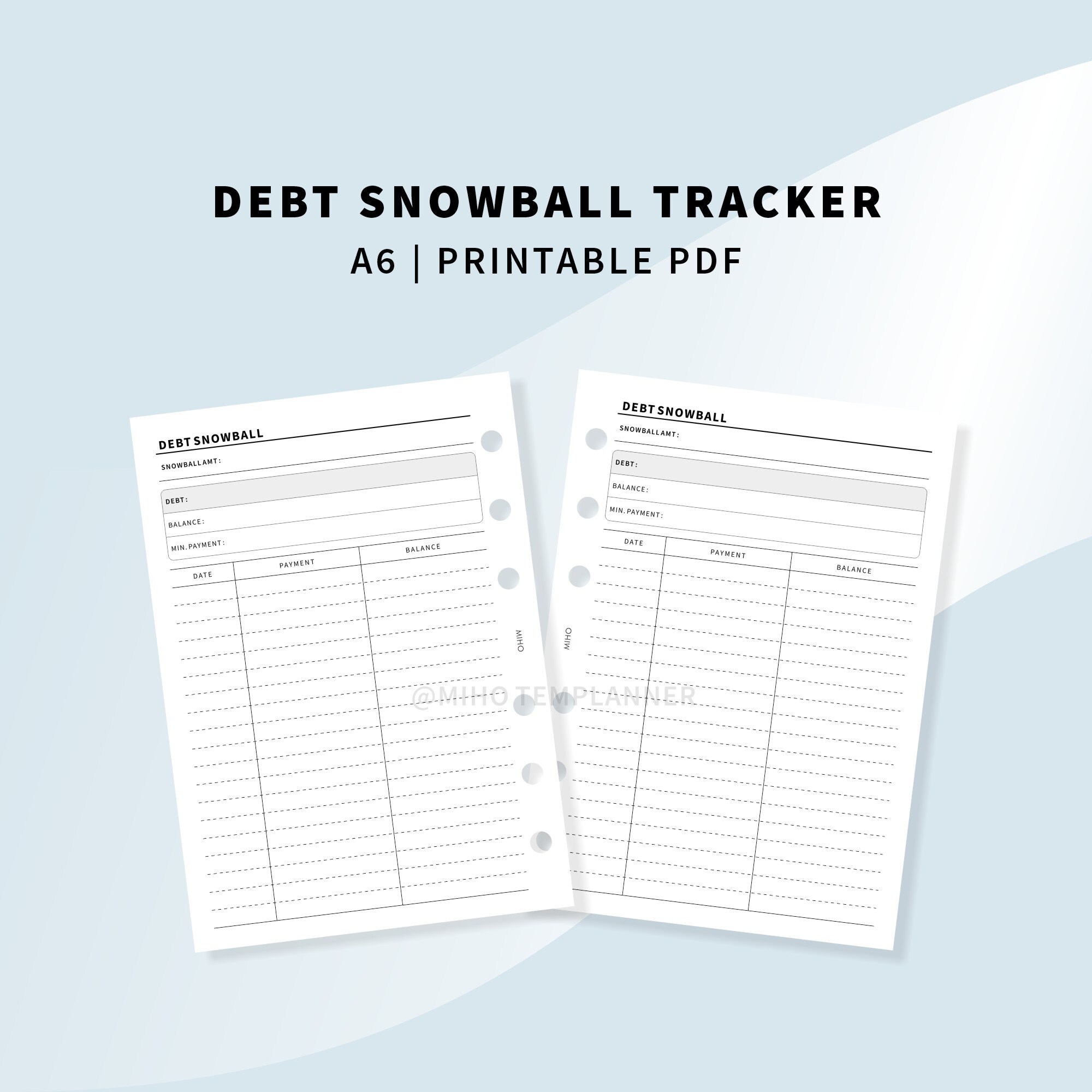 Debt Snowball Tracker Printable A6 size Student Loan | Etsy