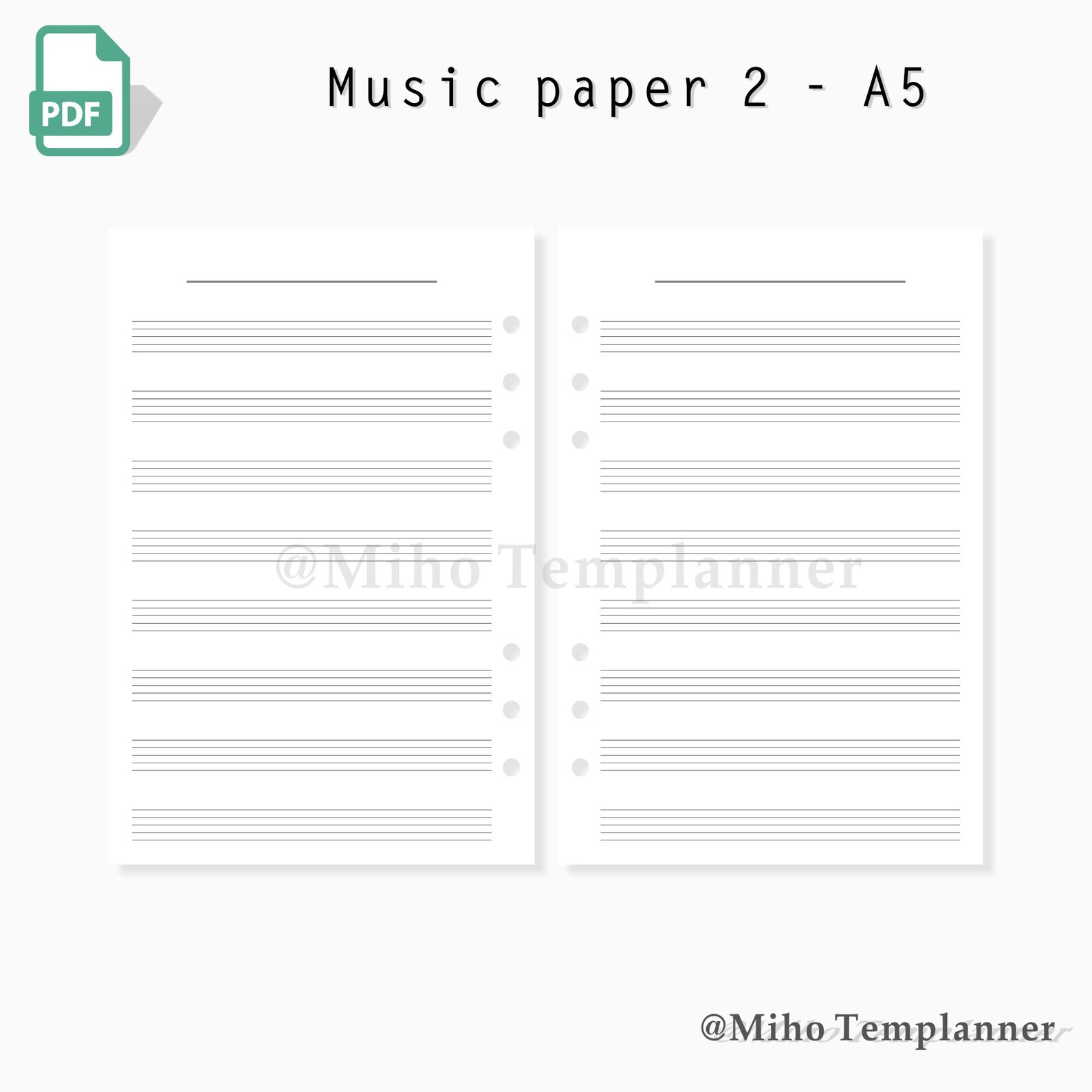 Music Score Notes Printable A5 size Inserts manuscript paper | Etsy