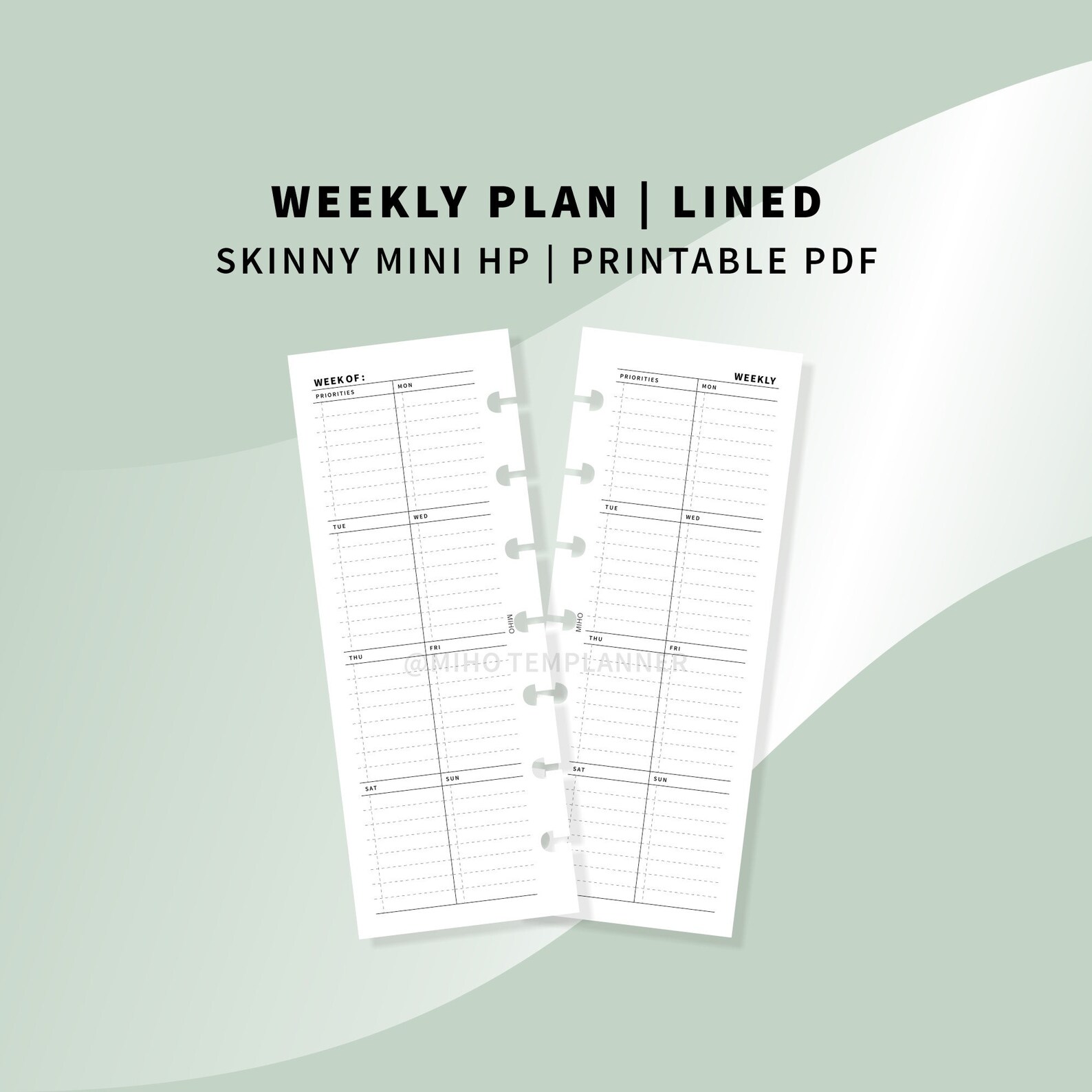 Weekly Planner Skinny Mini Happy Planner Printable inserts Etsy