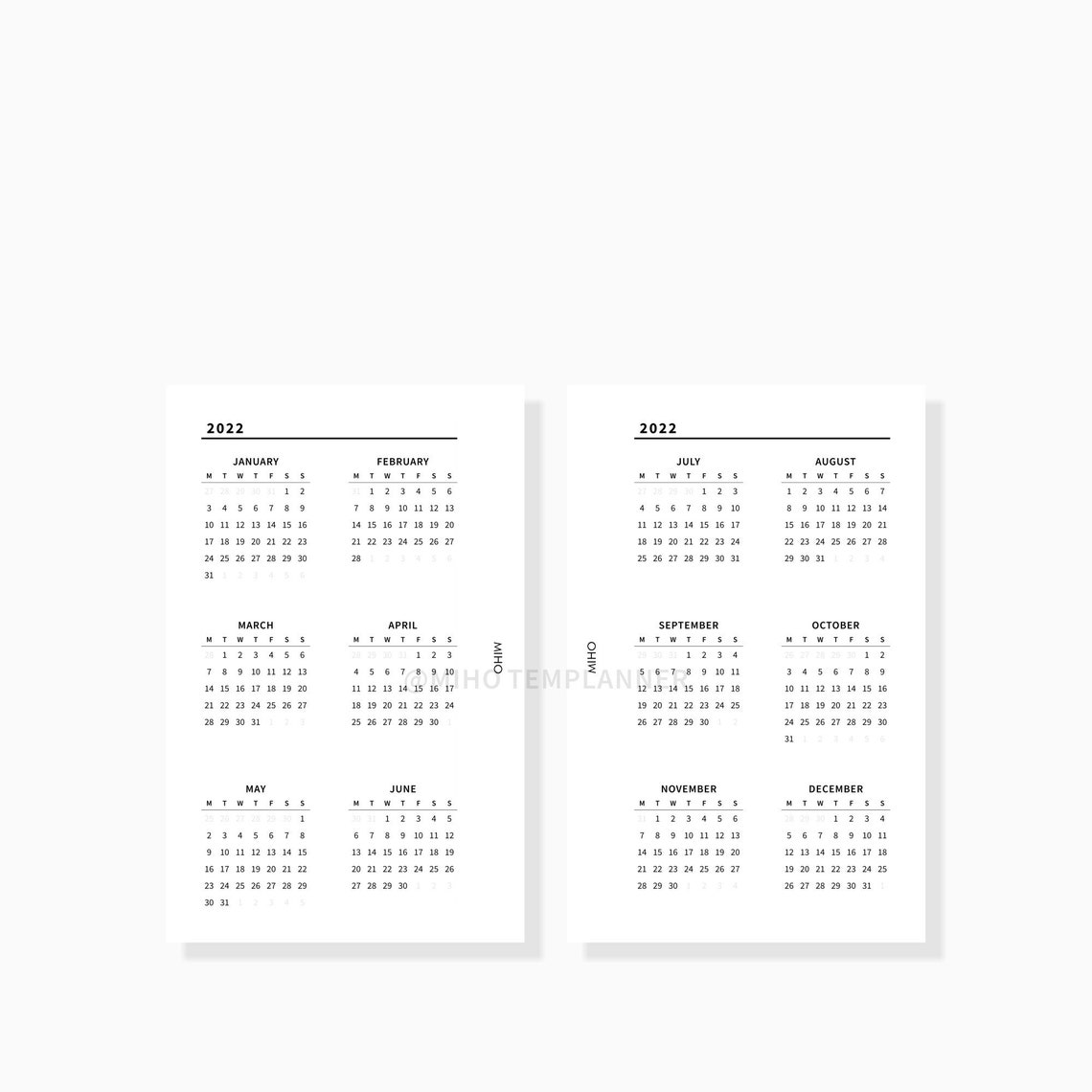 mini calendar 2022 printable