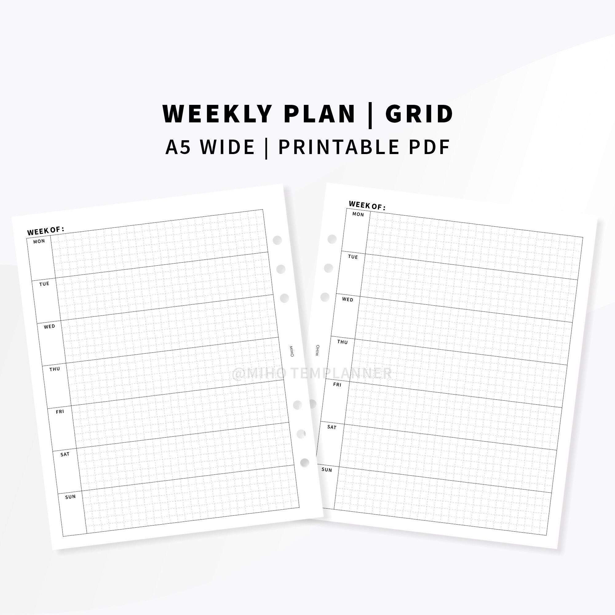 weekly planner printable a5 wide planner printable etsy