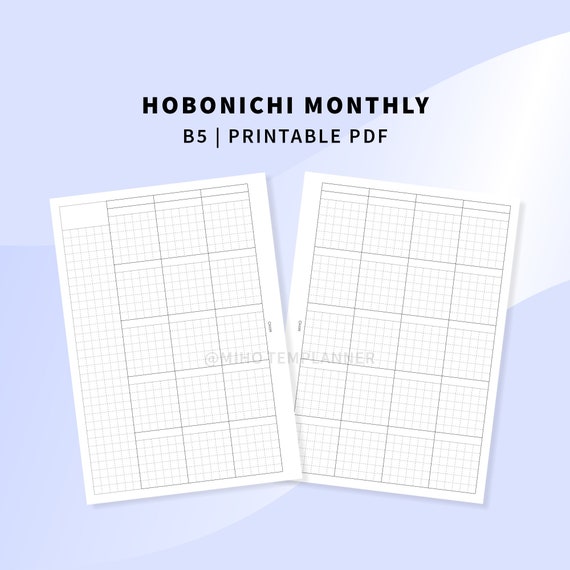 B5 Hobonichi Monthly Template Printable Grid Monthly | Etsy