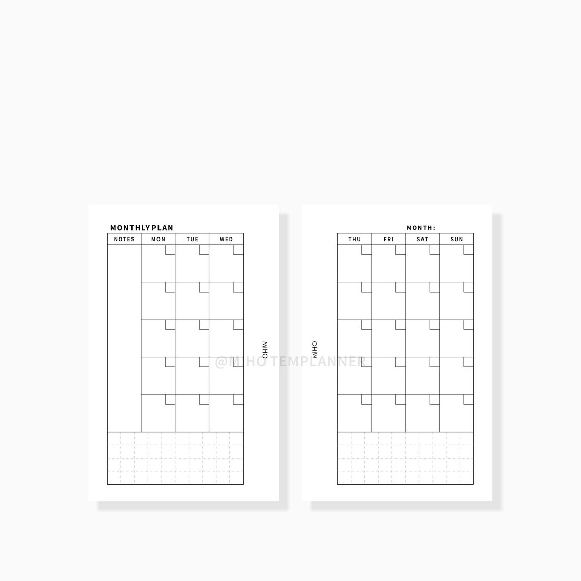 Filofax Mini Monthly Planner Minimalist Printable Inserts PDF Etsy