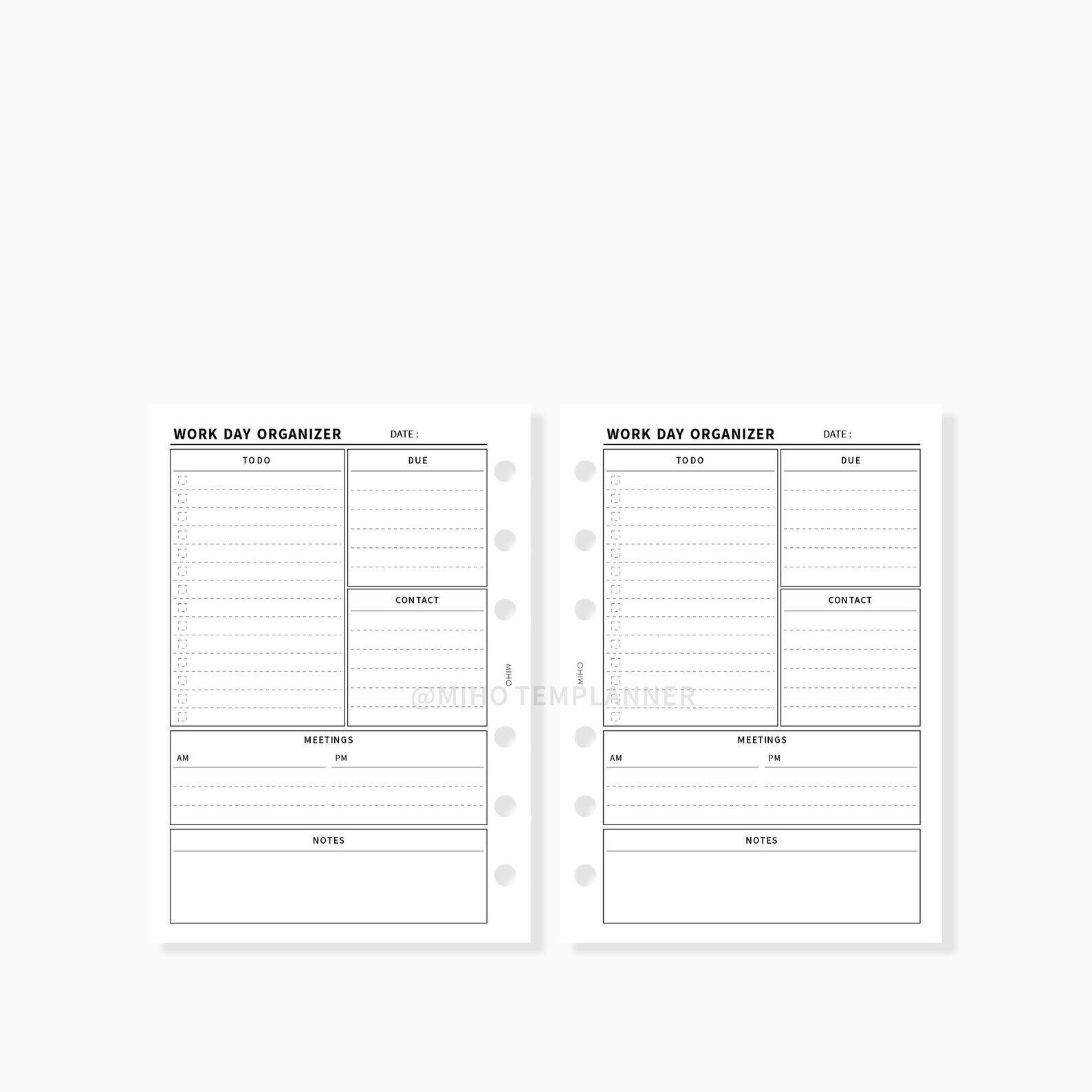 A6 Work Daily Schedule Organizer Planner Printable inserts | Etsy