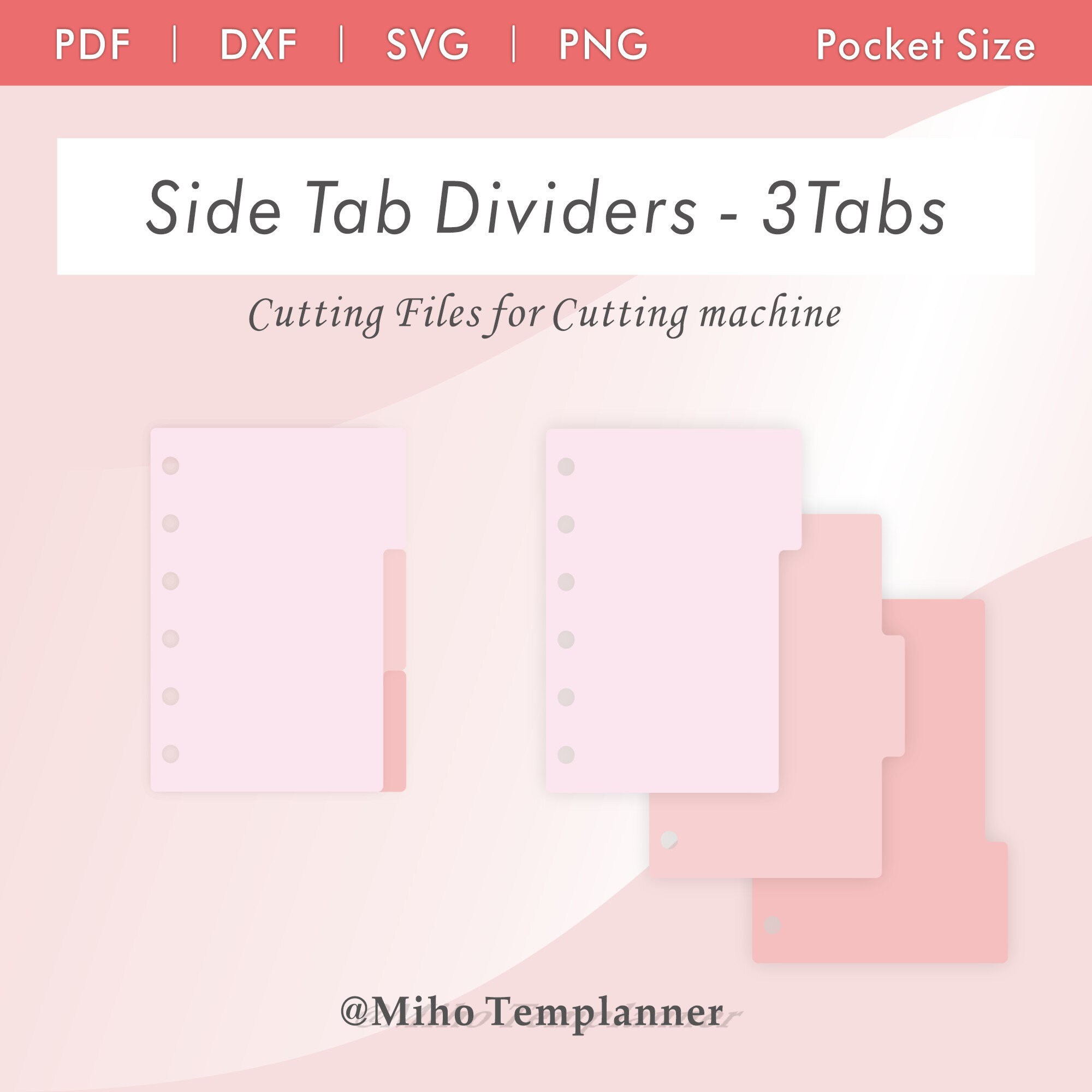 3 Side Tab Divider Pocket Digital Template for Pocket Planner Etsy