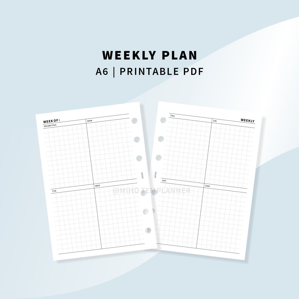 Weekly Planner A6 Size Printable Inserts Gillio Filofax A6 Etsy