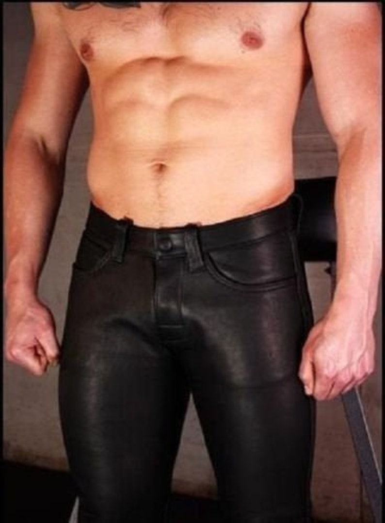 Men/'s High Quality Lambskin Leather Motorbike Racing Pants and Bluf Gay Trousers