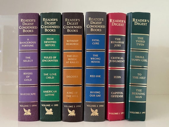 Six Readers Digest Condensed Books Multi-color Spines Solid Covers