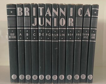 Full Set Britannica Junior Encyclopedia - 1934 - Art Deco Books - Decor Books - Book set - Library Shelf
