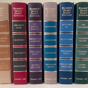 Six Readers Digest Condensed Books - Color Spines - Solid covers - Book Décor - Bulk Books