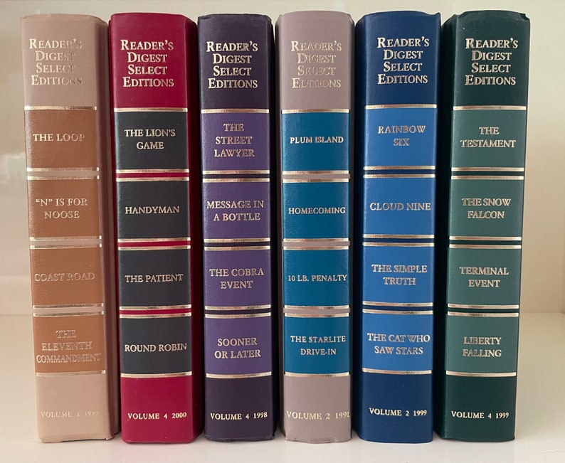 Six Readers Digest Condensed Books - Color Spines - Solid Covers - Book