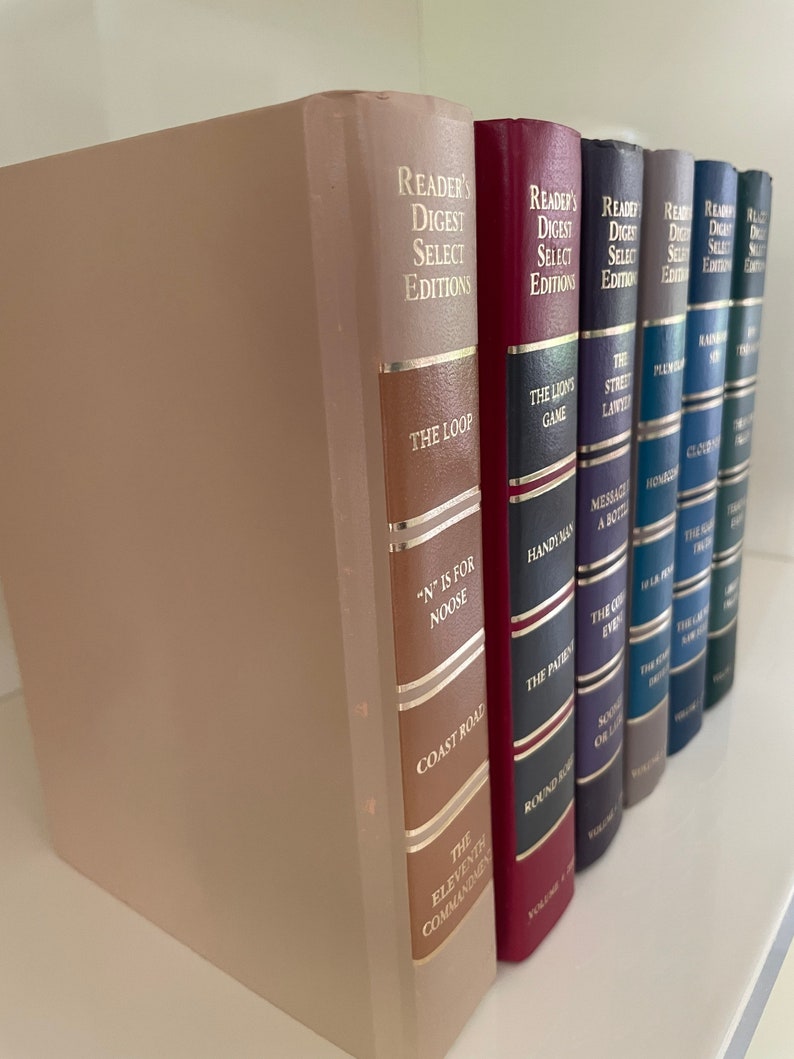Six Readers Digest Condensed Books Color Spines Solid Covers Book Décor