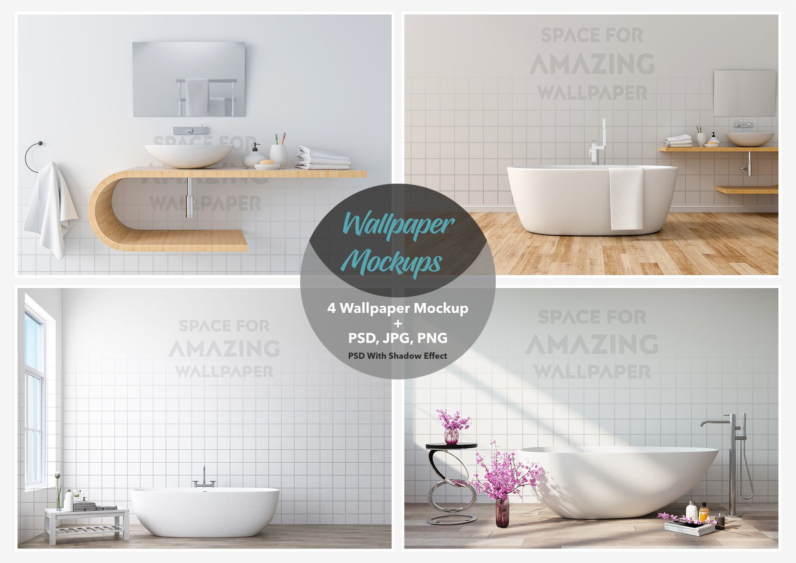 Bathroom Wallpaper Mockup Wall Mockup With Realistic Wall Etsy