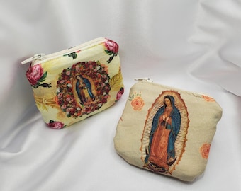 Our Lady of Guadalupe Rosary Pouch, Mini Case for Jewelry or Coins