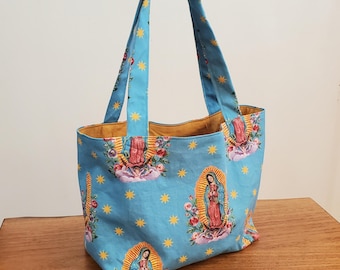Our lady of Guadalupe Tote for Bible or Mass, Small Catholic Adoration Bag