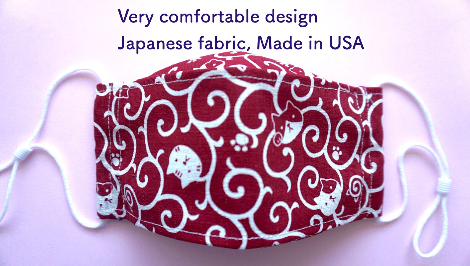 Japanese Face Mask/kimono Karakusa Pattern With Cat Etsy