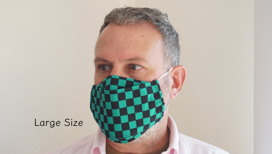 Japanese Face Mask/kimono Karakusa Pattern With Cat Etsy