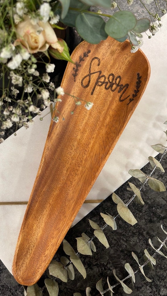 Hand Burned Acacia Wood Spoon Rest Etsy