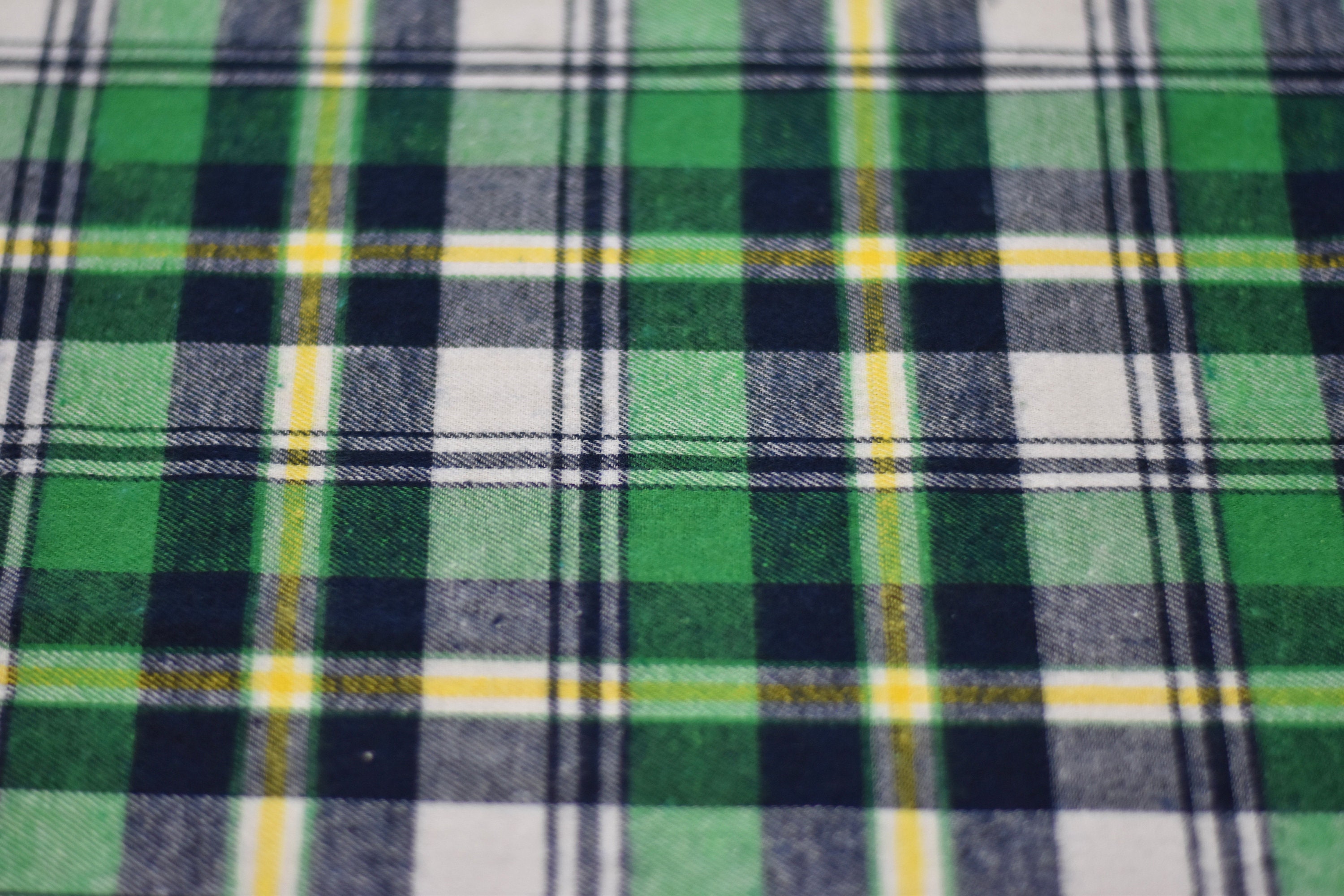 Bright Green Plaid Brushed Cotton Fabric by the Yard / Half Etsy UK
