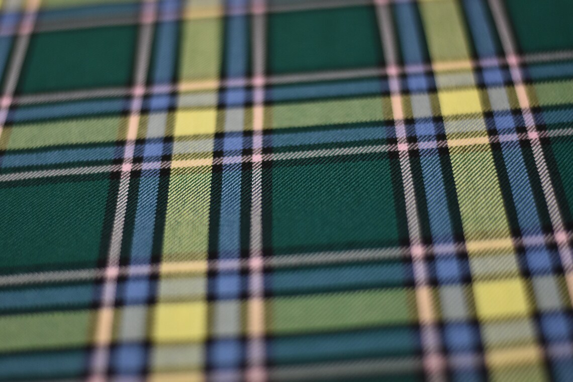 Green Tartan Fabric by the Yard / Half Yard, Plaid Fabric, Green With