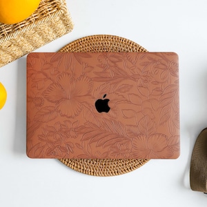 Orange Leaf Relief Leather MacBook Case Protect Cover for Macbook Pro 14 Case Macbook Air 13 Case Pro 13 Case,Pro 15,Pro 16,Macbook Pro Case