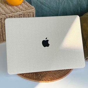 Custodia protettiva in pelle intrecciata bianco perla per MacBook Pro 14, Macbook Air 13, Pro 13, Pro 15, Pro 16, Macbook Case