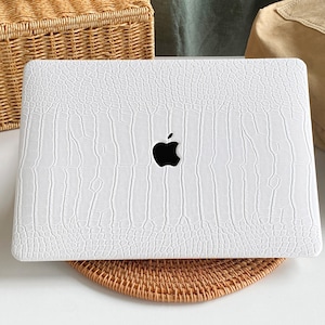 Funda protectora para MacBook con relieve en color blanco perlado para MacBook Pro 14, MacBook Air 13, Pro 13, Pro 15, Pro 16, MacBook Pro
