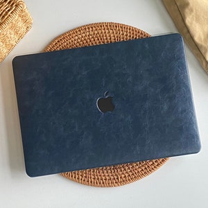 Custodia protettiva in pelle blu scuro per MacBook Pro 14, Macbook Air 13, Pro 13, Pro 15, Pro 16, Macbook Pro