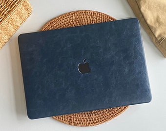 Housse de protection en cuir bleu foncé pour MacBook Pro 14, étui Macbook Air 13, étui Pro 13, Pro 15, Pro 16, étui Macbook Pro