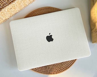 Pearl White Weave Pattern MacBook Case Protect Cover for Macbook Pro 14 Case Macbook Air 13 Case Pro 13 Case, Pro 15, Pro 16, Macbook Case